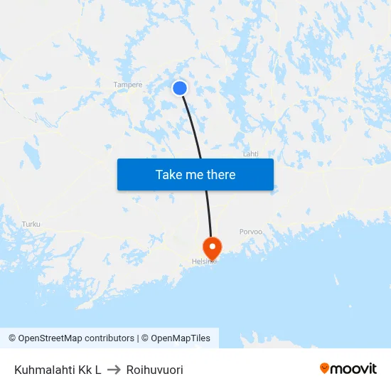 Kuhmalahti Church West to Roihuvuori map