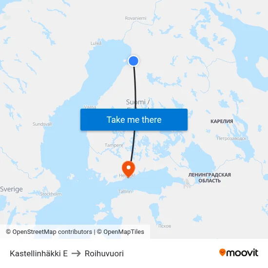 Kastellinhäkki East to Roihuvuori map