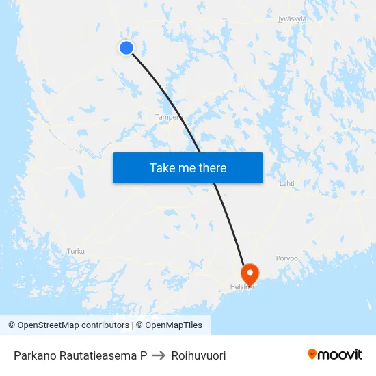 Parkano Railway Station North to Roihuvuori map