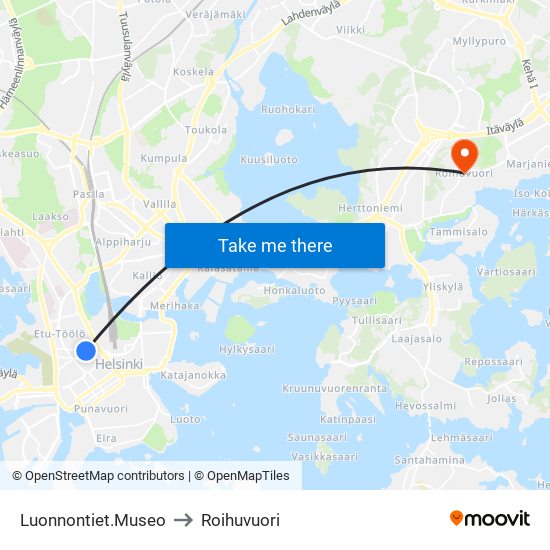 Luonnontiet.Museo to Roihuvuori map