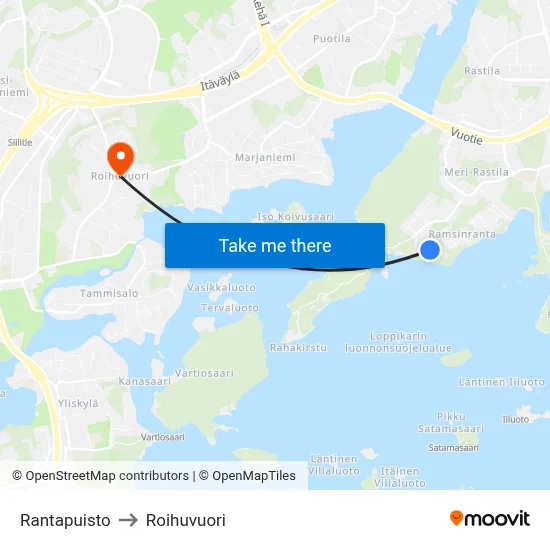 Rantapuisto to Roihuvuori map