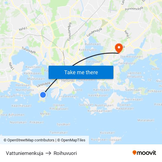 Vattuniemenkuja to Roihuvuori map