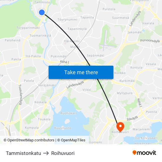 Tammistonkatu to Roihuvuori map