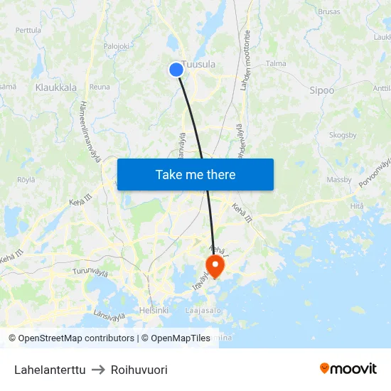 Lahela Pearl to Roihuvuori map