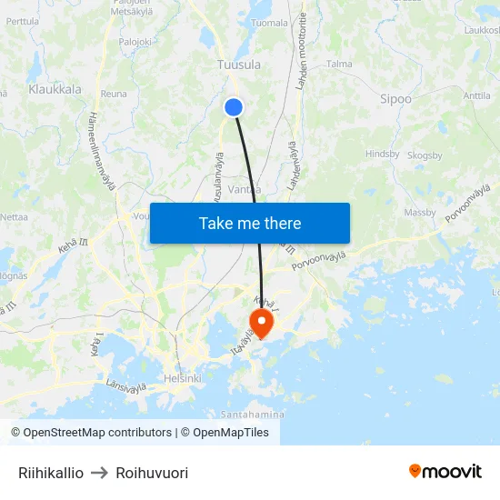 Riihikallio to Roihuvuori map