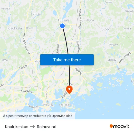 School Center to Roihuvuori map