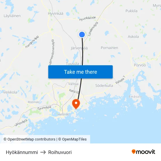 Hyökännummi to Roihuvuori map