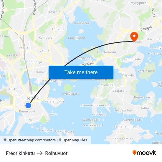 Fredrick Street to Roihuvuori map