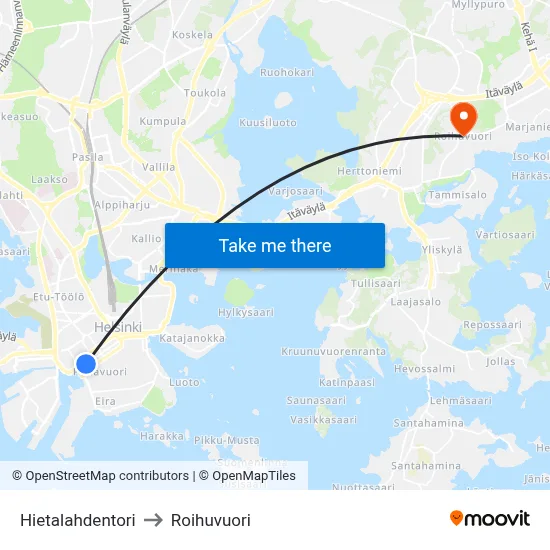 Hietalahti Square to Roihuvuori map