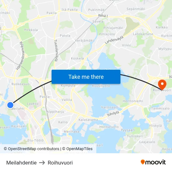 Meilahti Road to Roihuvuori map