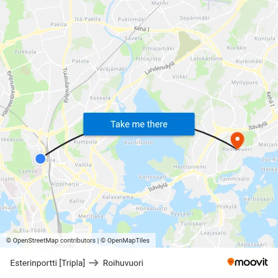 Esteri's Gate [Tripla] to Roihuvuori map