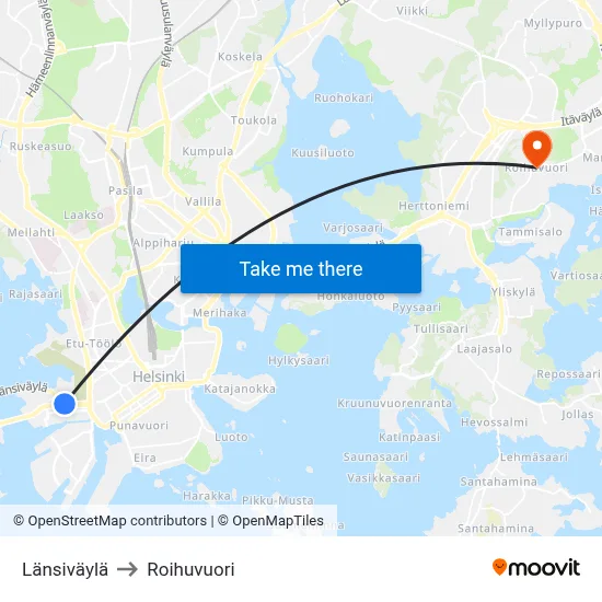 Länsiväylä to Roihuvuori map