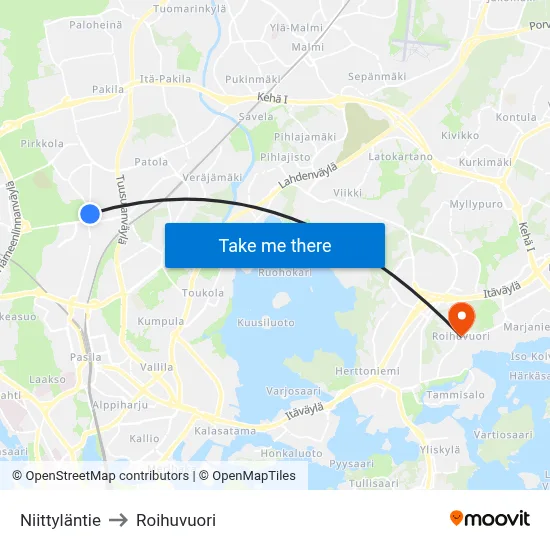 Niittyläntie to Roihuvuori map