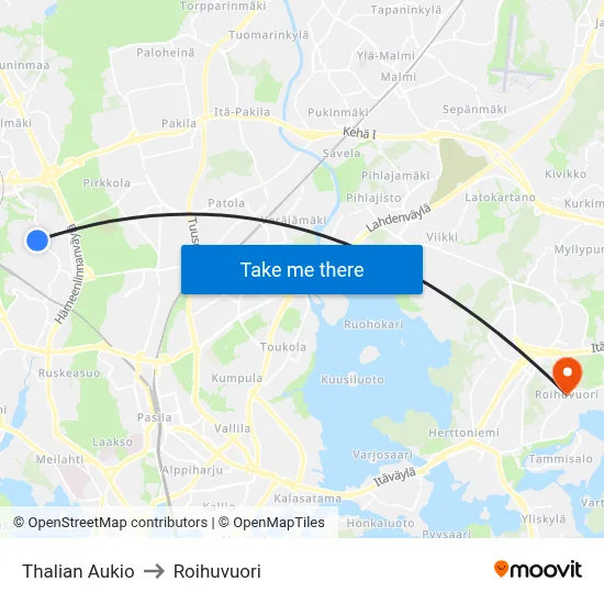 Thalia Square to Roihuvuori map