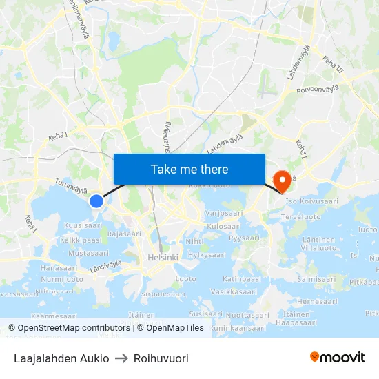 Laajalahti Square to Roihuvuori map