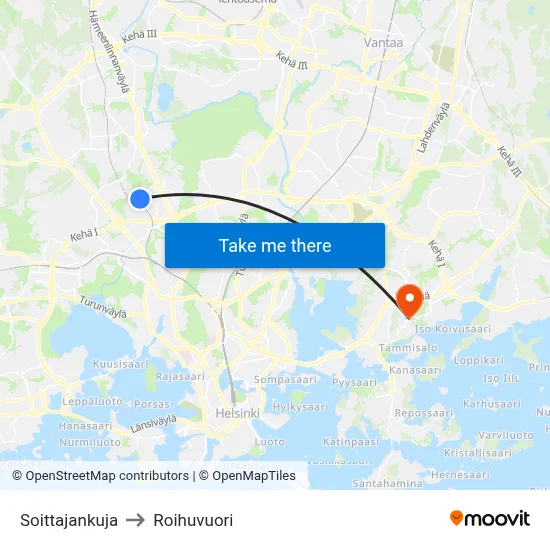 Soittaja Alley to Roihuvuori map