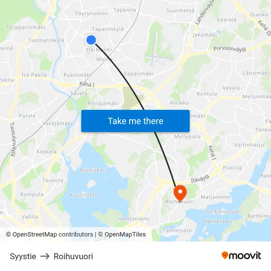 Syystie Road to Roihuvuori map