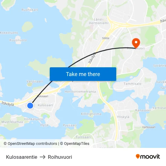 Kulosaari Road to Roihuvuori map