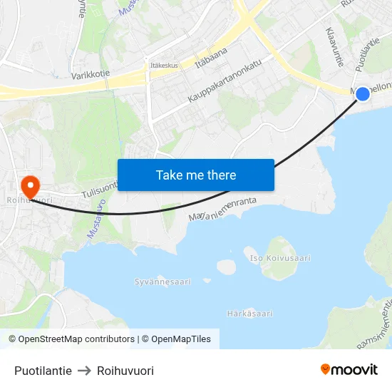 Puotila Road to Roihuvuori map