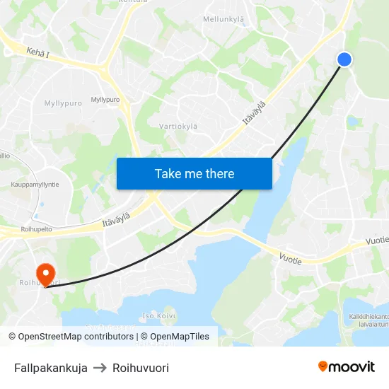 Fallpakka Alley to Roihuvuori map