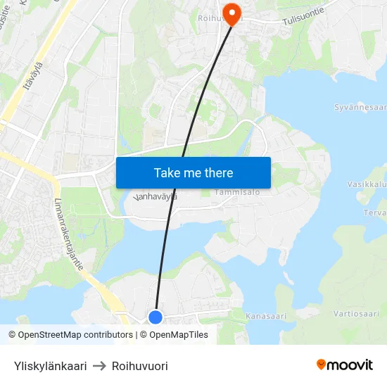 Yliskyla Arc to Roihuvuori map