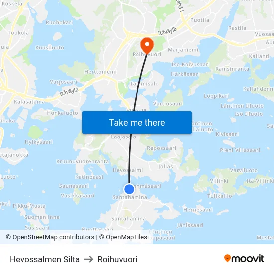 Hevossalmi Bridge to Roihuvuori map