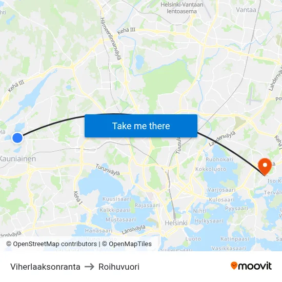 Viherlaakso Shore to Roihuvuori map