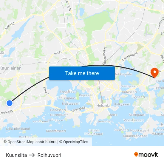 Kuunsilta to Roihuvuori map