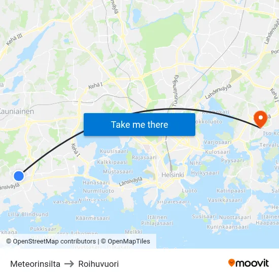 Meteor Bridge to Roihuvuori map