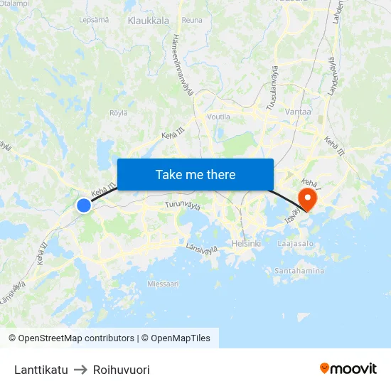 Coin Street to Roihuvuori map