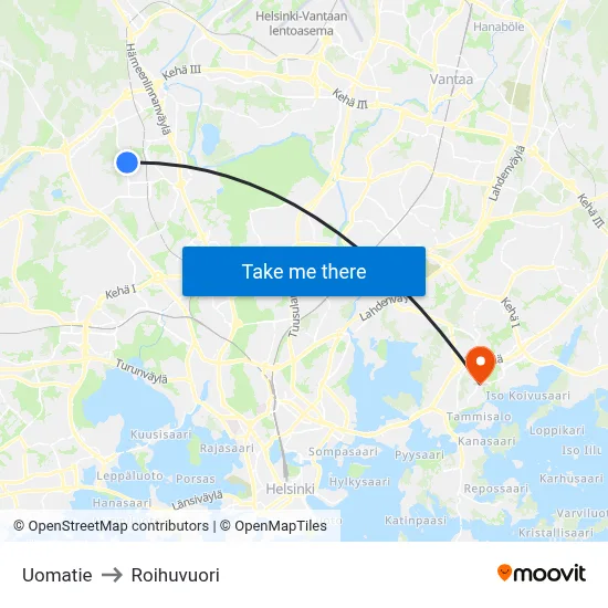 Stream Road to Roihuvuori map