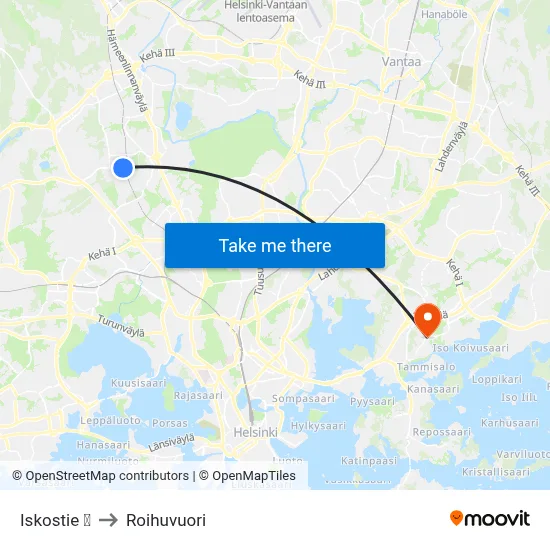 Iskostie 🛍️ to Roihuvuori map