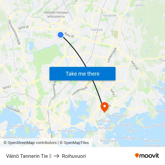Väinö Tannerin Tie  🛍️ to Roihuvuori map