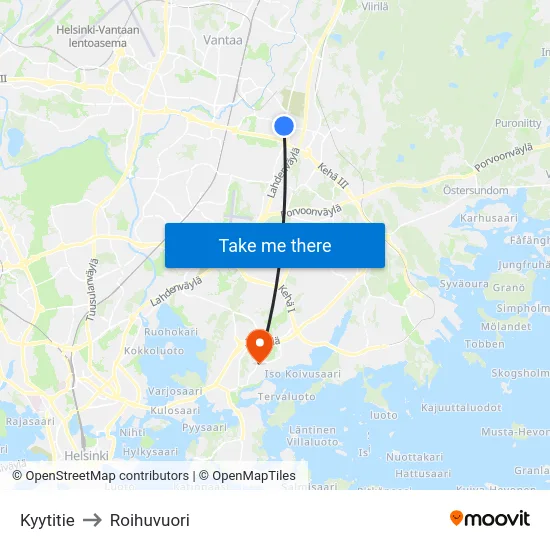 Kyytitie to Roihuvuori map