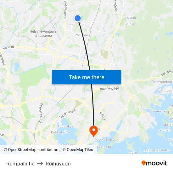 Rumpalintie Road to Roihuvuori map