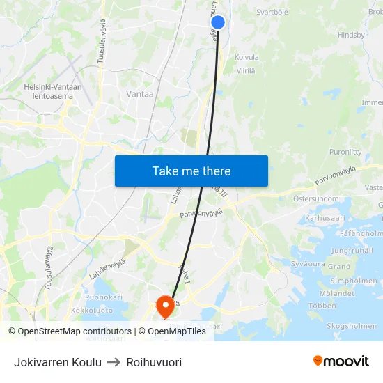 Jokivarsi School to Roihuvuori map