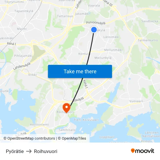 Bicycle Road to Roihuvuori map
