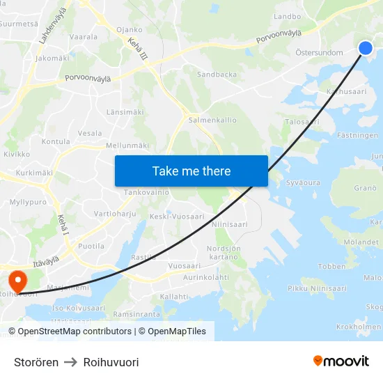 Storören to Roihuvuori map