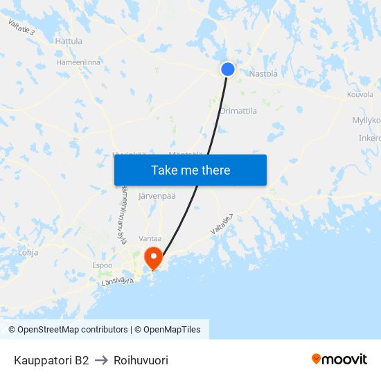 Kauppatori B2 to Roihuvuori map