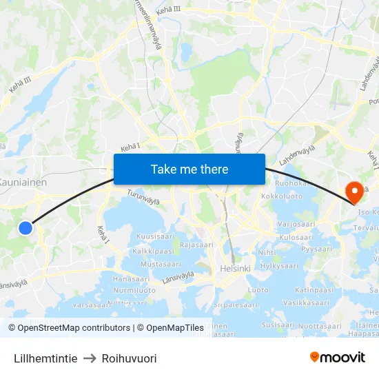 Lillhemt Road to Roihuvuori map