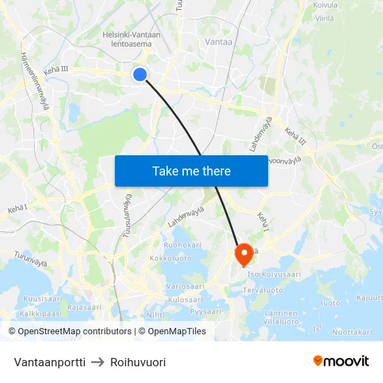 Vantaa Gate to Roihuvuori map