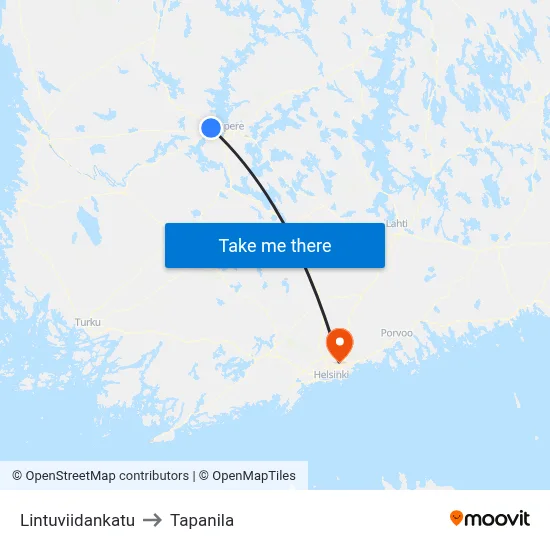 Lintuviidankatu to Tapanila map