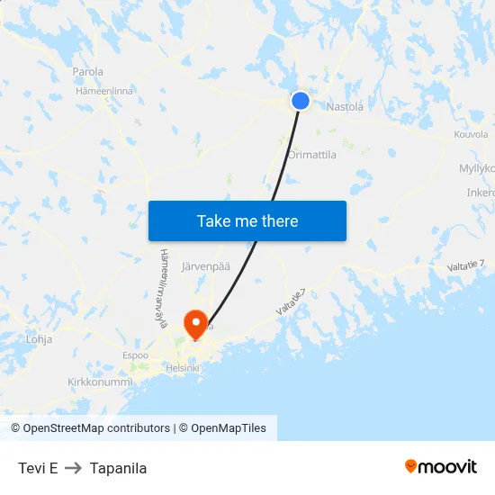 Tevi E to Tapanila map