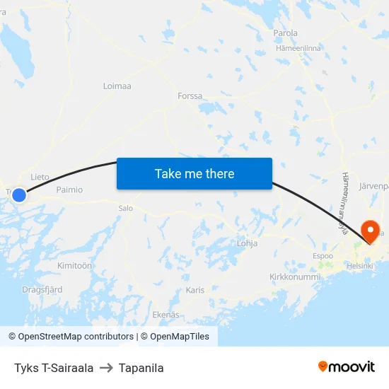 Tyks T-Sairaala | 🏥 to Tapanila map
