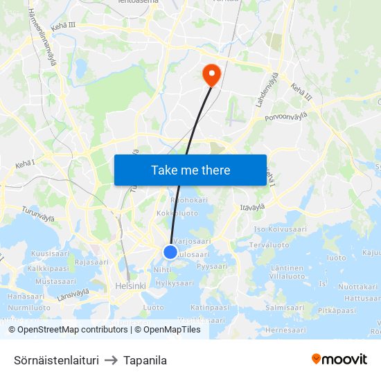 Sörnäistenlaituri to Tapanila map