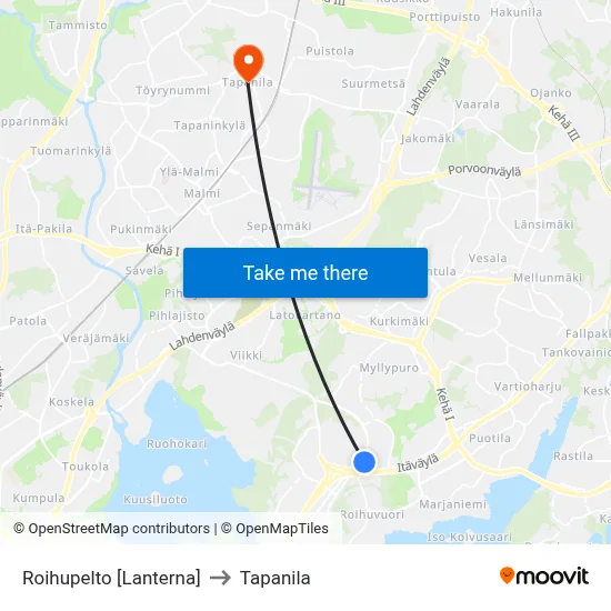 Roihupelto [Lanterna] to Tapanila map