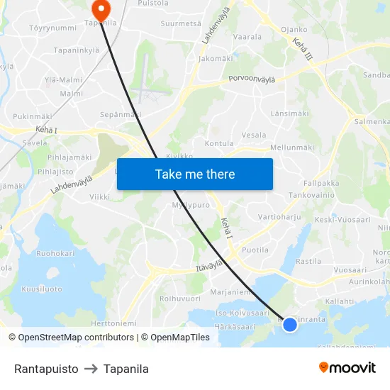 Rantapuisto to Tapanila map