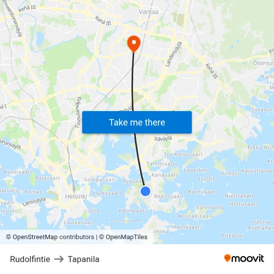Rudolfintie to Tapanila map