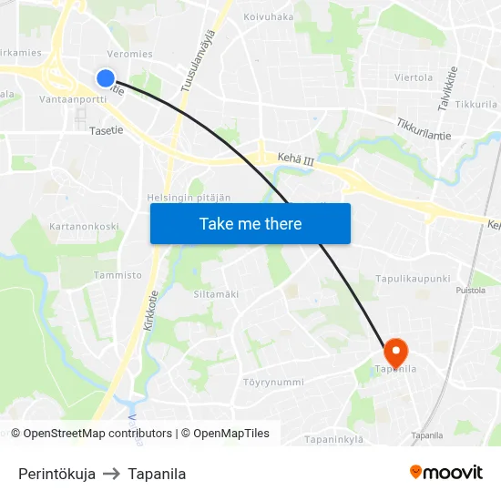 Heritage Alley to Tapanila map