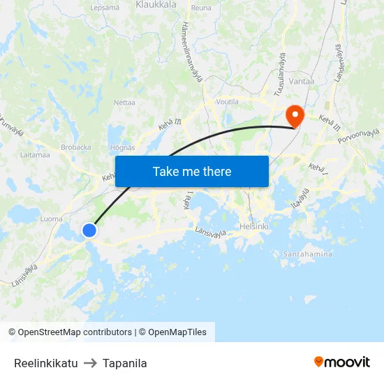 Reelink Street to Tapanila map